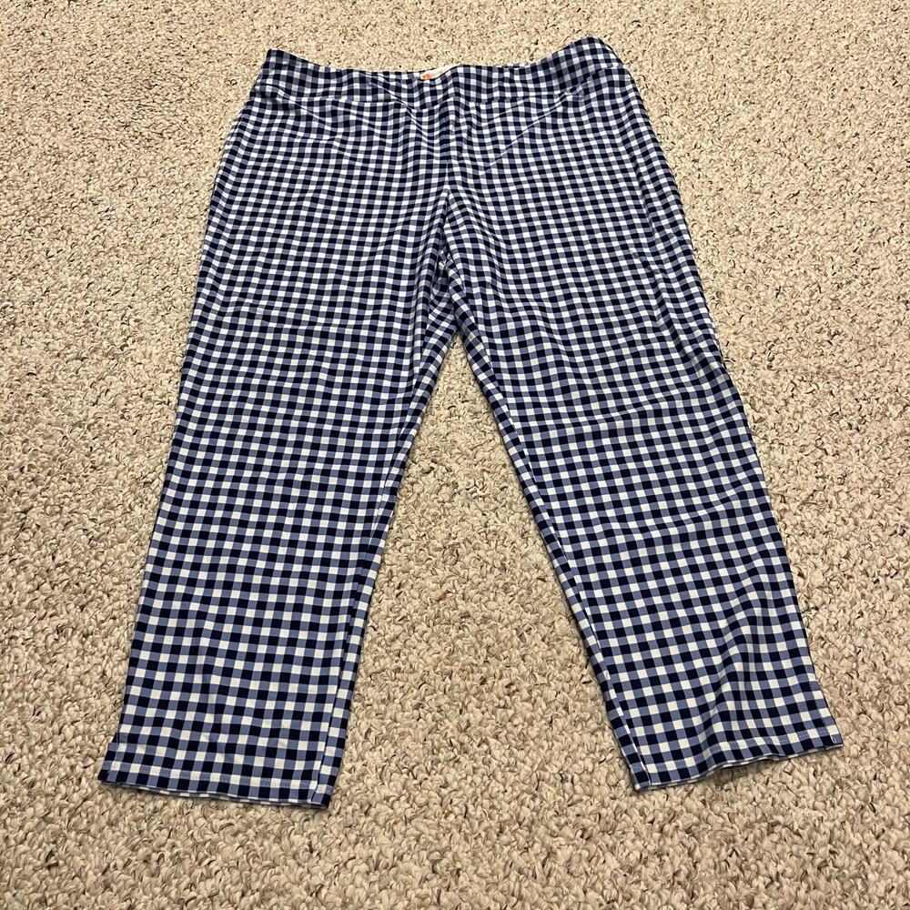 Jude Connally Lucia Slim Ankle Pant Sz XL Plaid Stretch Comfort Preppy Classic